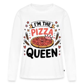 Je suis la reine de la pizza - T-shirt manches longues Premium bio Femme - blanc - Devant - Julia (174cm)