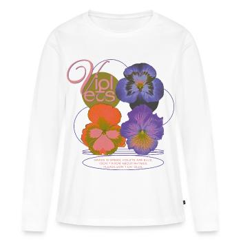Poème de Violet Fleur Humour - T-shirt manches longues Premium bio Femme - blanc - Devant - Julia (174cm)