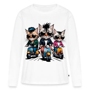 Rocker cats - Women's Premium Organic Long Sleeve Shirt - white - Front - Julia (174cm)