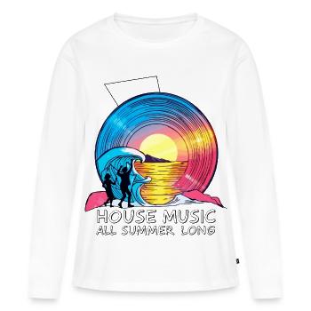 Musique house - T-shirt manches longues Premium bio Femme - blanc - Devant - Julia (174cm)
