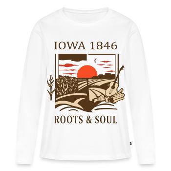 Cultivateur. Racines et âme - T-shirt manches longues Premium bio Femme - blanc - Devant - Julia (174cm)