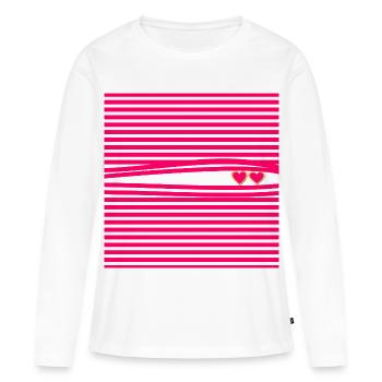 DÉCLARATION D’AMOUR RELATION CŒURS D’AMOUR - T-shirt manches longues Premium bio Femme - blanc - Devant - Julia (174cm)