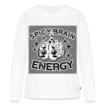 Spicy Brain Energy – mignon et chaotique ! - T-shirt manches longues Premium bio Femme - blanc - Devant - Julia (174cm)