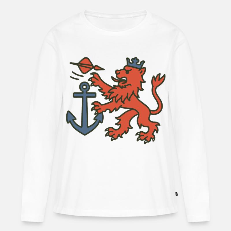 Düsseldorfer Löwe mit Dartpfeil - Frauen Premium Bio Langarmshirt - Weiß