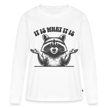 Raccoon - C’est ce que c’est - T-shirt manches longues Premium bio Femme - blanc - Devant - Julia (174cm)