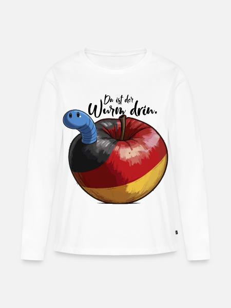 In Deutschland ist der blaue Wurm im Apfel Fck afd - Frauen Premium Bio Langarmshirt - Weiß