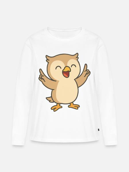 Gute-Laune-Eule - Frauen Premium Bio Langarmshirt - Weiß