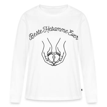 Beste Hebamme Ever - personalisierbares Design - Frauen Premium Bio Langarmshirt - Weiß - Vorne - Julia (174cm)