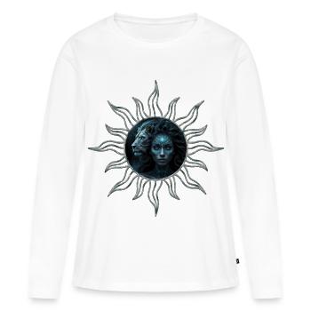 Connexion mystique : la femme mystique et le lion - T-shirt manches longues Premium bio Femme - blanc - Devant - Julia (174cm)