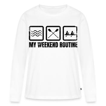 Ma routine du week-end - T-shirt manches longues Premium bio Femme - blanc - Devant - Julia (174cm)