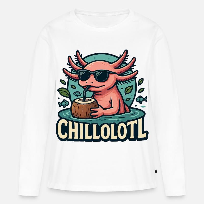 Chillolotl – Einfach mal abtauchen - Frauen Premium Bio Langarmshirt - Weiß