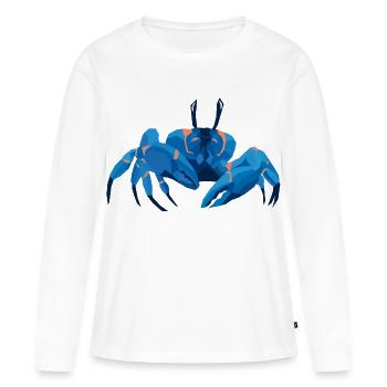 Blaue Krabbe Polygonaler Stil - Frauen Premium Bio Langarmshirt - Weiß - Vorne - Julia (174cm)