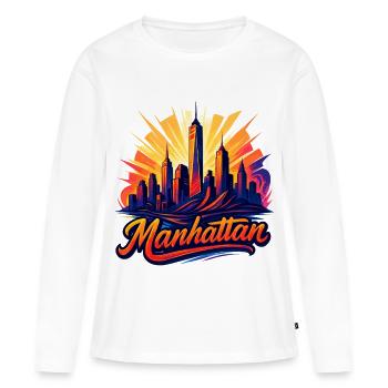 Manhattan City New York Silhouette Cadeau - T-shirt manches longues Premium bio Femme - blanc - Devant - Julia (174cm)
