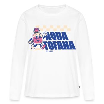 Aqua Tofana – Féminisme rétro mignon - T-shirt manches longues Premium bio Femme - blanc - Devant - Julia (174cm)