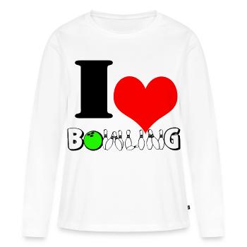 Bowling Love Heart - Women's Premium Organic Long Sleeve Shirt - white - Front - Julia (174cm)