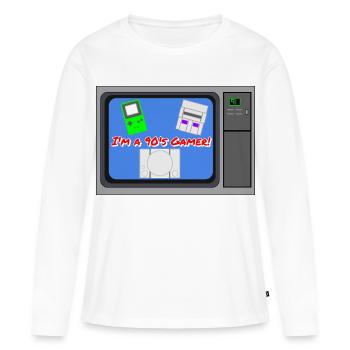 Ich bin ein 90er-Jahre-Gamer - Frauen Premium Bio Langarmshirt - Weiß - Vorne - Julia (174cm)