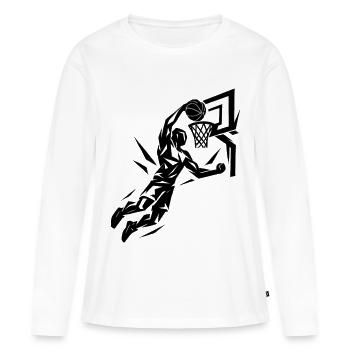 Basketball Slam Dunk Lancer Joueur Dunking Cadeau - T-shirt manches longues Premium bio Femme - blanc - Devant - Julia (174cm)