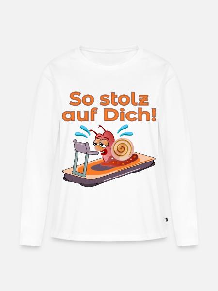 SCHNECKENTEMPO LAUFBAND LAUFEN - Frauen Premium Bio Langarmshirt - Weiß