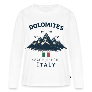 Montagnes Dolomites Italie Design - T-shirt manches longues Premium bio Femme - blanc - Devant - Julia (174cm)