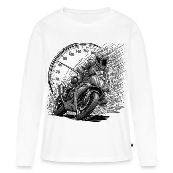Biker, der von Geschwindigkeit angetrieben wird - Frauen Premium Bio Langarmshirt - Weiß - Vorne - Julia (174cm)