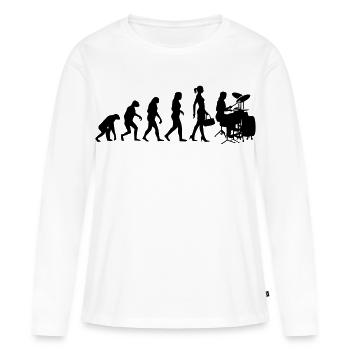 Evolution Schlagzeugerin Percussion Drummer - Frauen Premium Bio Langarmshirt - Weiß - Vorne - Julia (174cm)