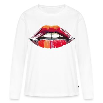 Embrasse-moi - T-shirt manches longues Premium bio Femme - blanc - Devant - Julia (174cm)