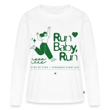 Run Baby Run for women who love running - Women's Premium Organic Long Sleeve Shirt - white - Front - Julia (174cm)