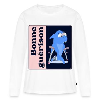 Bonne guérison Pieds - T-shirt manches longues Premium bio Femme - blanc - Devant - Julia (174cm)