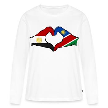 Ägypten_Namibia_Flagge_Haende_Herzform - T-shirt manches longues Premium bio Femme - blanc - Devant - Julia (174cm)