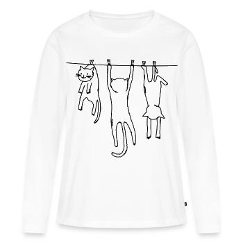 Wet cats on the clothesline - Women's Premium Organic Long Sleeve Shirt - white - Front - Julia (174cm)