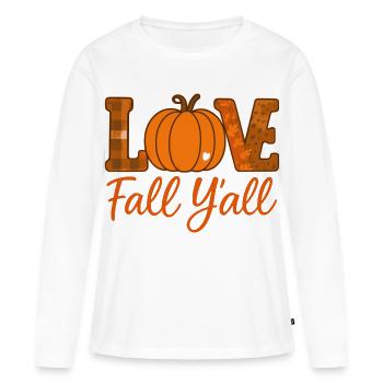 Automne Y’all Love Citrouille Design - T-shirt manches longues Premium bio Femme - blanc - Devant - Julia (174cm)