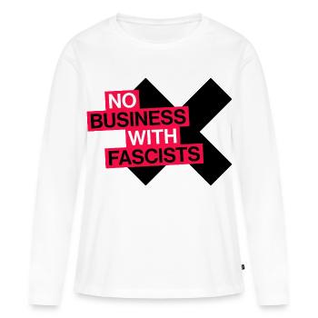 PAS D’AFFAIRES AVEC LES FASCISTES - T-shirt manches longues Premium bio Femme - blanc - Devant - Julia (174cm)