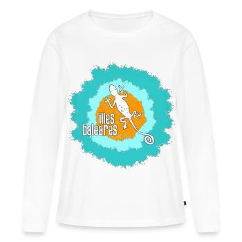 Baleares Gecko Illustration - Frauen Premium Bio Langarmshirt - Weiß - Vorne - Julia (174cm)