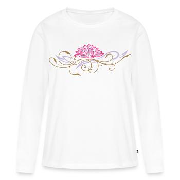 Lotus en filigrane avec ornements - T-shirt manches longues Premium bio Femme - blanc - Devant - Julia (174cm)