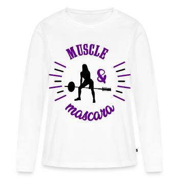 Élégance Athlétique Muscle et Mascara Idée Cadeau - T-shirt manches longues Premium bio Femme - blanc - Devant - Julia (174cm)