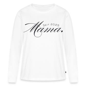 Maman 2025 Maman 2025 - T-shirt manches longues Premium bio Femme - blanc - Devant - Julia (174cm)