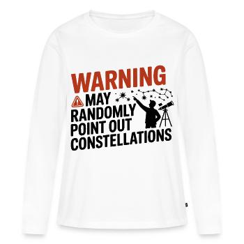 Warnung: Ich kann auf Sternbilder hinweisen - Frauen Premium Bio Langarmshirt - Weiß - Vorne - Julia (174cm)