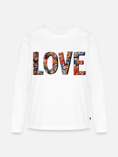 Kreatives Graffiti LOVE Design - Frauen Premium Bio Langarmshirt - Weiß