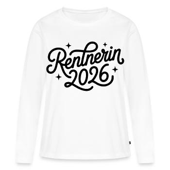 Retraité 2026 - T-shirt manches longues Premium bio Femme - blanc - Devant - Julia (174cm)