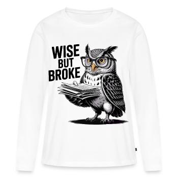 Hibou sage mais fauché - T-shirt manches longues Premium bio Femme - blanc - Devant - Julia (174cm)