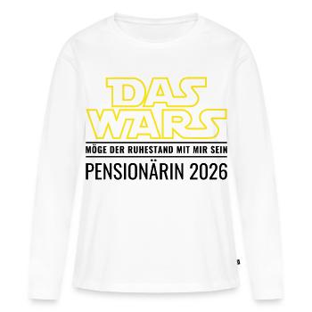 Retraité 2026 C’est tout Retraite Fonctionnaire - T-shirt manches longues Premium bio Femme - blanc - Devant - Julia (174cm)