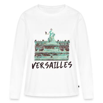 Versailles célèbre Fontaine baroque - T-shirt manches longues Premium bio Femme - blanc - Devant - Julia (174cm)