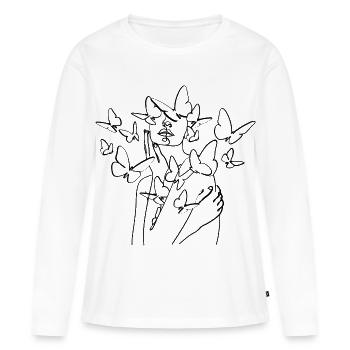 Black Silhouette Line Art - Women's Premium Organic Long Sleeve Shirt - white - Front - Julia (174cm)