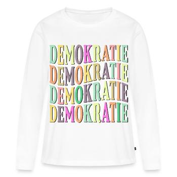 ÉLECTIONS - DÉMOCRATIE DÉMOCRATIQUE - T-shirt manches longues Premium bio Femme - blanc - Devant - Julia (174cm)