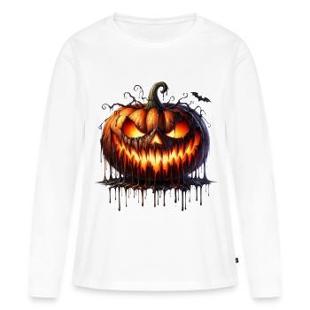 Citrouille-lanterne de braise en fusion - T-shirt manches longues Premium bio Femme - blanc - Devant - Julia (174cm)