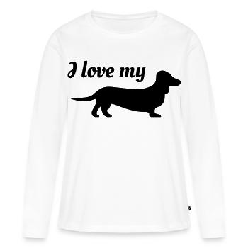 Ich liebe meinen Dackel - Frauen Premium Bio Langarmshirt - Weiß - Vorne - Julia (174cm)