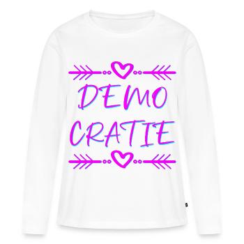 démocratie - T-shirt manches longues Premium bio Femme - blanc - Devant - Julia (174cm)