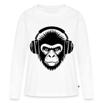 Chemise Bassline Monkey Head Night Drive Edition - T-shirt manches longues Premium bio Femme - blanc - Devant - Julia (174cm)