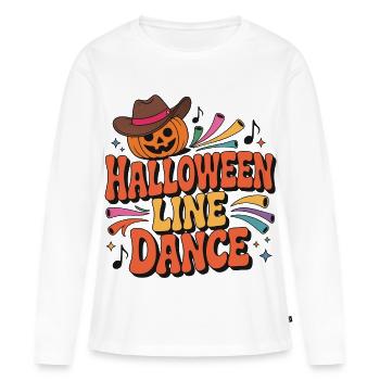 Halloween Line Dance Motiv - Frauen Premium Bio Langarmshirt - Weiß - Vorne - Julia (174cm)