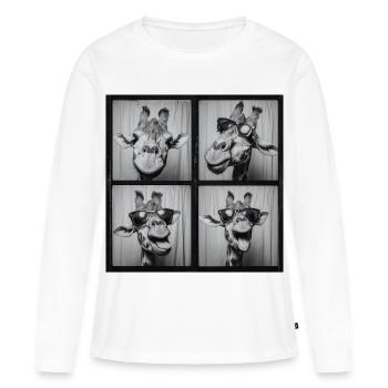 Funny Giraffe Sunglasses Photo Booth - Women's Premium Organic Long Sleeve Shirt - white - Front - Julia (174cm)
